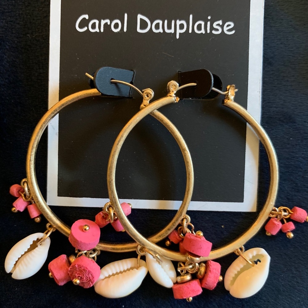 NEW Hoop Dangle Earrings with Shells